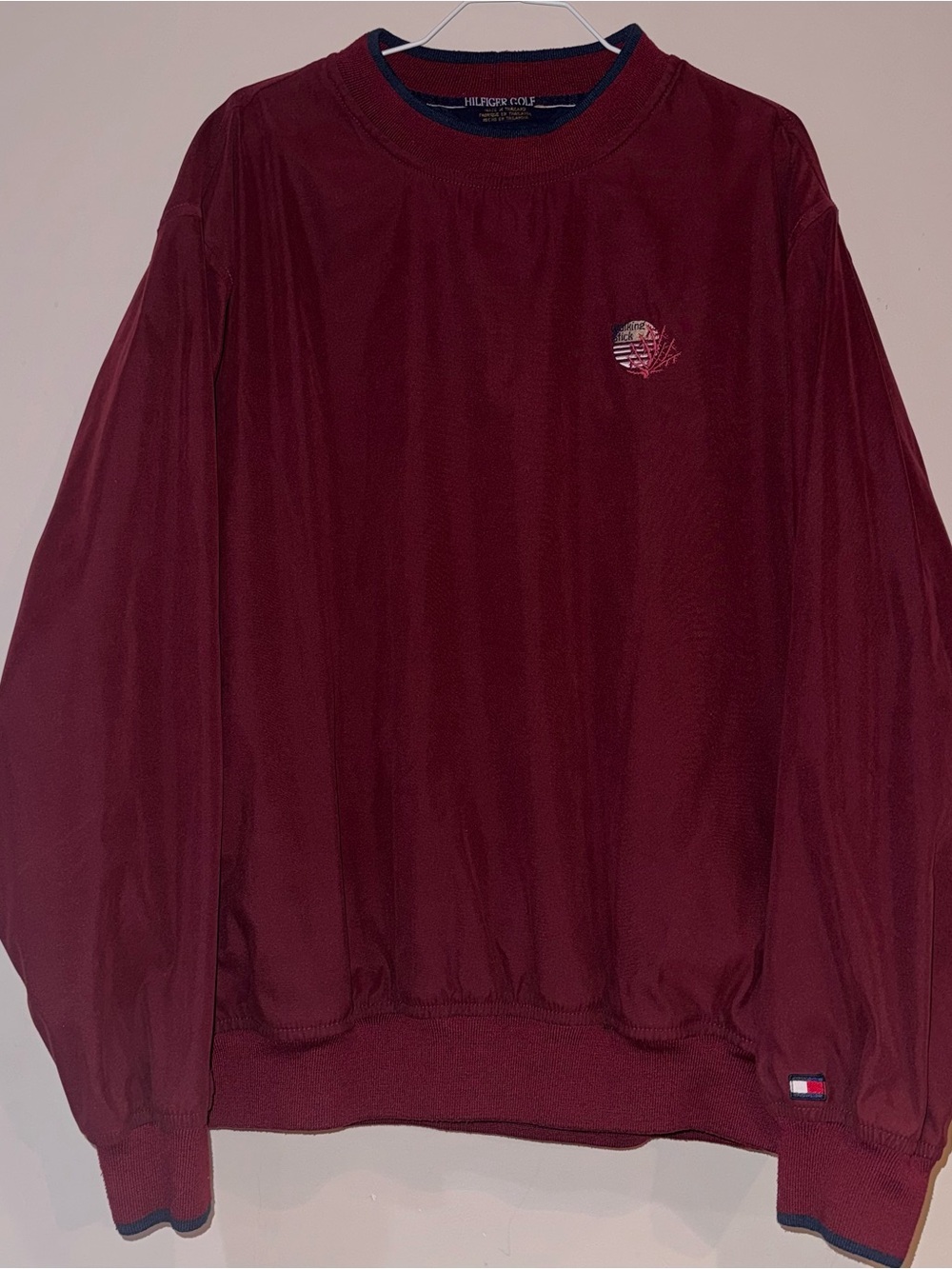 Tommy Hilfiger Vintage Burgundy ‘Walking Stick’ Golf Crewneck Windbreaker